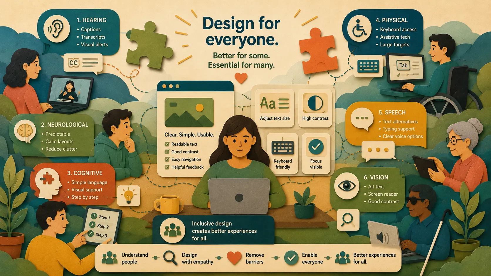 Making digital spaces inclusive for six types of disabilities